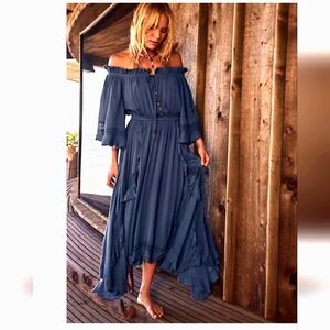 Beach Bliss Free People Off-Shoulder Maxi Dress
